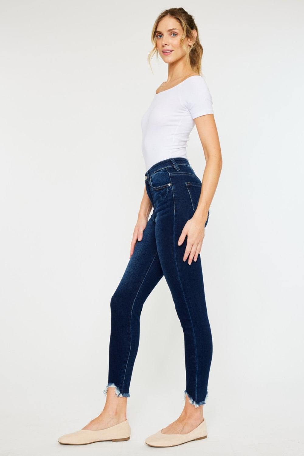 Kancan Full Size High Rise Frayed Ankle Skinny Jeans